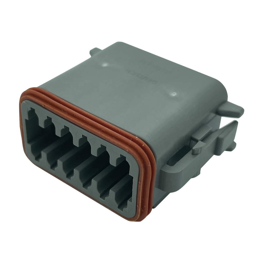 12 way gray male socket connector dt06-12s internal thread plug shrink dustproof sleeve with wedge lock