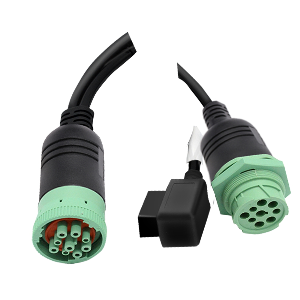 9 PIN J1939 female to right angle OBD 2 female TO J1939 male split Y CABLE